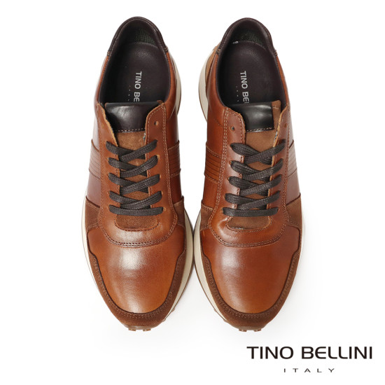 【TINO BELLINI 貝里尼】潮流個性輕量防滑真皮男鞋休閒鞋HM4T030-6(咖色)