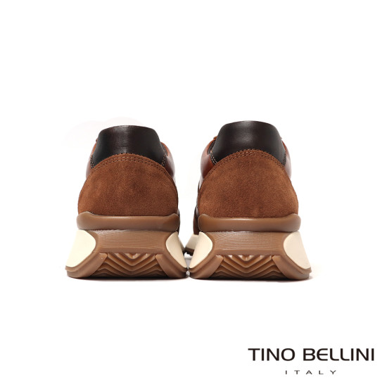 【TINO BELLINI 貝里尼】潮流個性輕量防滑真皮男鞋休閒鞋HM4T030-6(咖色)