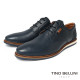 【TINO BELLINI 貝里尼】細緻壓紋真皮綁帶休閒男鞋德比鞋HM4T031-4(深藍)