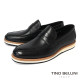 【TINO BELLINI 貝里尼】真皮悄皮多色大底男鞋樂福鞋休閒鞋HM4T034-1(黑色)