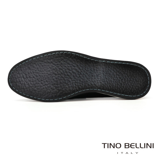 【TINO BELLINI 貝里尼】真皮悄皮多色大底男鞋樂福鞋休閒鞋HM4T034-1(黑色)