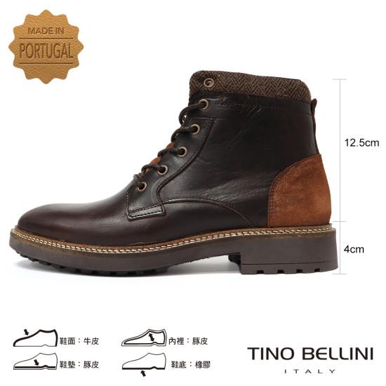 【TINO BELLINI 貝里尼】男款 葡萄牙 進口 好穿脫 短靴 HM5T022-6(咖啡色)