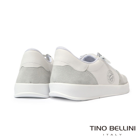 TINO BELLINI 貝里尼 巴西進口 厚底 休閒鞋 透氣拉鍊設計休閒鞋 LB0T026-0(白灰)