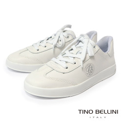 TINO BELLINI 貝里尼 巴西進口 簡約 復古 真皮 休閒 德訓鞋 LB0T027-0(白色)