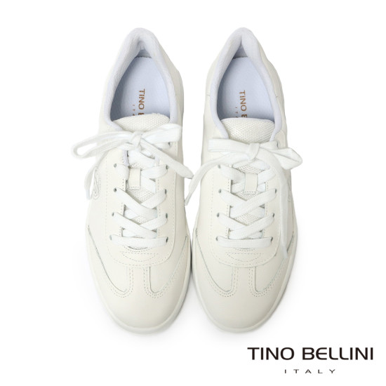 TINO BELLINI 貝里尼 巴西進口 簡約 復古 真皮 休閒 德訓鞋 LB0T027-0(白色)
