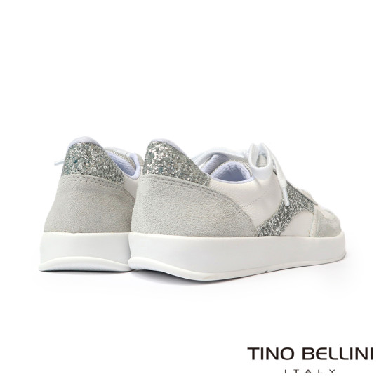 TINO BELLINI 貝里尼 巴西進口 綁帶 銀色 休閒 運動 女鞋 LB0V015-0(白色配銀)