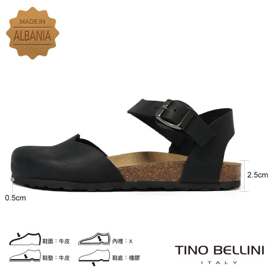 TINO BELLINI 貝里尼 義大利進口 BIONATURA 娃娃鞋造型 軟木軟底 勃肯 拖鞋 FS0B003-1(黑色)