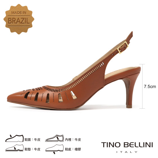 TINO BELLINI 貝里尼 鏤空雕花高跟鞋FS2T011A-9(駝色)