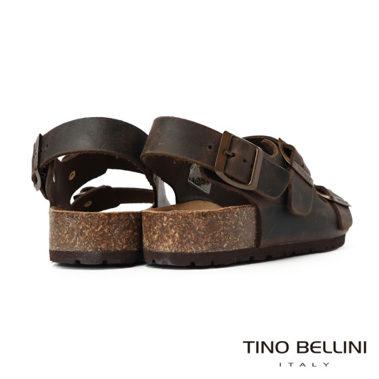 TINO BELLINI 貝里尼 歐洲進口 BIONATURA 腳床舒適鞋 真皮 軟木軟底 涼拖鞋 FSJB001-W(咖瘋色)