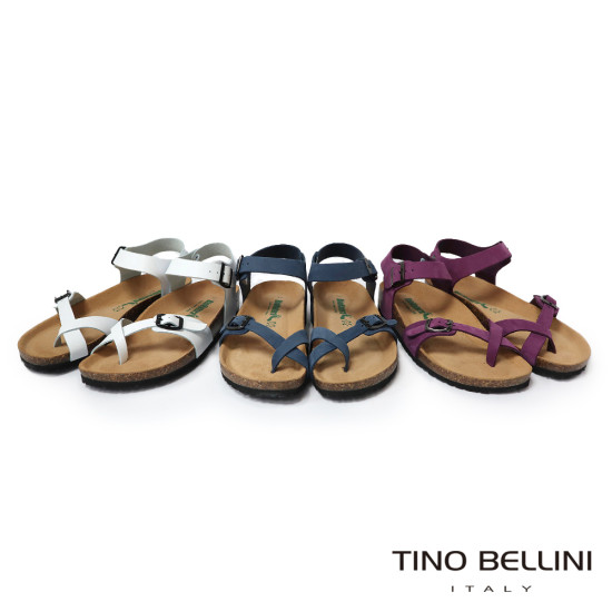 TINO BELLINI 貝里尼 歐洲進口 BIONATURA 腳床舒適鞋 真皮 軟木軟底 夾腳 涼拖鞋 FSJB002-8(紫色)