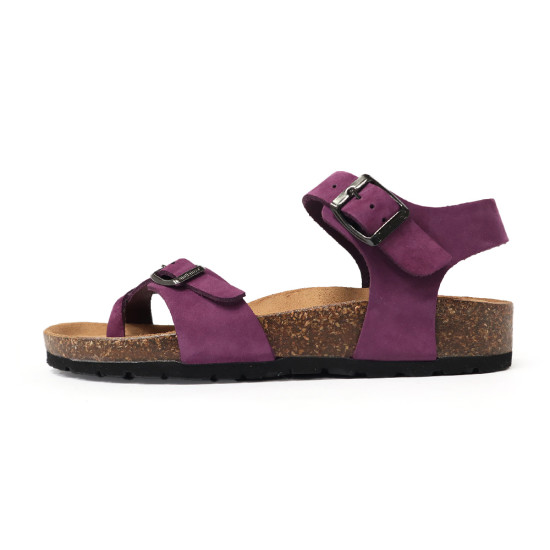 TINO BELLINI 貝里尼 歐洲進口 BIONATURA 腳床舒適鞋 真皮 軟木軟底 夾腳 涼拖鞋 FSJB002-8(紫色)