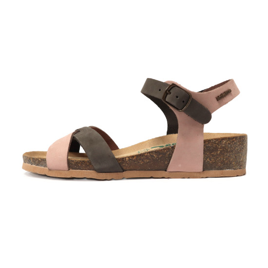 TINO BELLINI 貝里尼 歐洲進口 BIONATURA 腳床舒適鞋 真皮 交叉造型 軟木軟底 涼拖鞋 FSNB002-7(粉色)