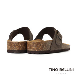 TINO BELLINI 貝里尼 歐洲進口 BIONATURA 腳床舒適鞋 真皮 飾扣造型 軟木軟底 夾腳拖鞋FSQB003-6