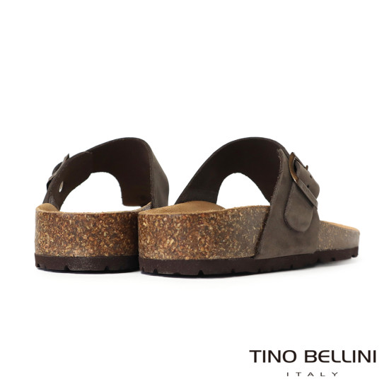 TINO BELLINI 貝里尼 歐洲進口 BIONATURA 腳床舒適鞋 真皮 飾扣造型 軟木軟底 夾腳拖鞋FSQB003-6