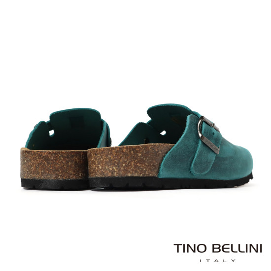 TINO BELLINI 貝里尼 歐洲進口 BIONATURA 腳床舒適鞋 真皮 經典造型 軟木軟底 拖鞋FZ0B001-4(藍色)