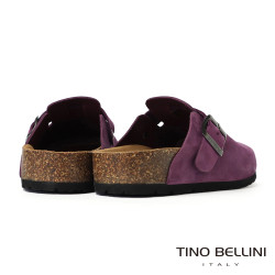 TINO BELLINI 貝里尼 歐洲進口 BIONATURA 腳床舒適鞋 真皮 經典造型 軟木軟底 拖鞋 FZ0B001-8(紫色)
