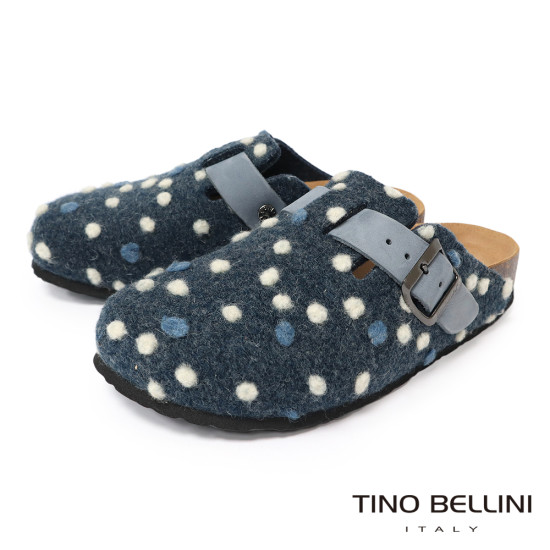 TINO BELLINI 貝里尼 歐洲進口 BIONATURA 腳床舒適鞋 羊毛氈 經典造型 軟木軟底 拖鞋 FZ0B002-4(藍色)
