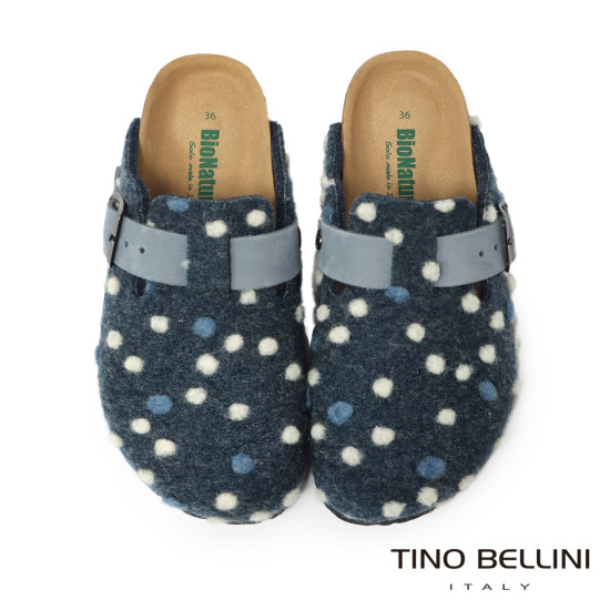 TINO BELLINI 貝里尼 歐洲進口 BIONATURA 腳床舒適鞋 羊毛氈 經典造型 軟木軟底 拖鞋 FZ0B002-4(藍色)