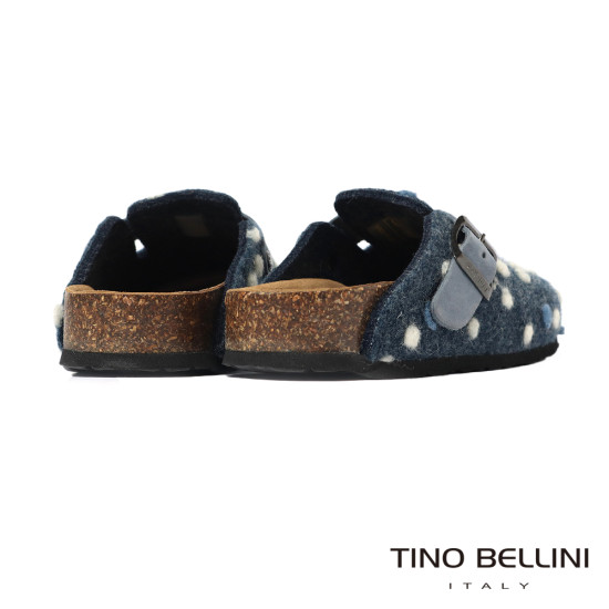 TINO BELLINI 貝里尼 歐洲進口 BIONATURA 腳床舒適鞋 羊毛氈 經典造型 軟木軟底 拖鞋 FZ0B002-4(藍色)