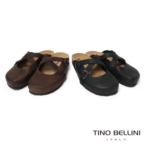 	TINO BELLINI 貝里尼 阿爾巴尼亞進口 BIONATURA 交叉造型 軟木軟底 拖鞋 FZ0B005-1(黑色)