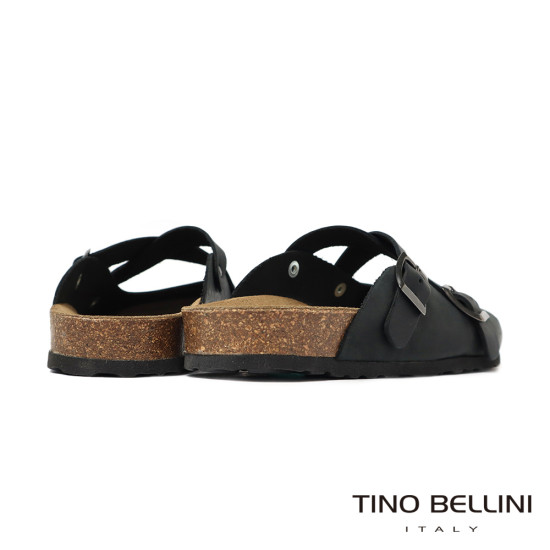 	TINO BELLINI 貝里尼 阿爾巴尼亞進口 BIONATURA 交叉造型 軟木軟底 拖鞋 FZ0B005-1(黑色)