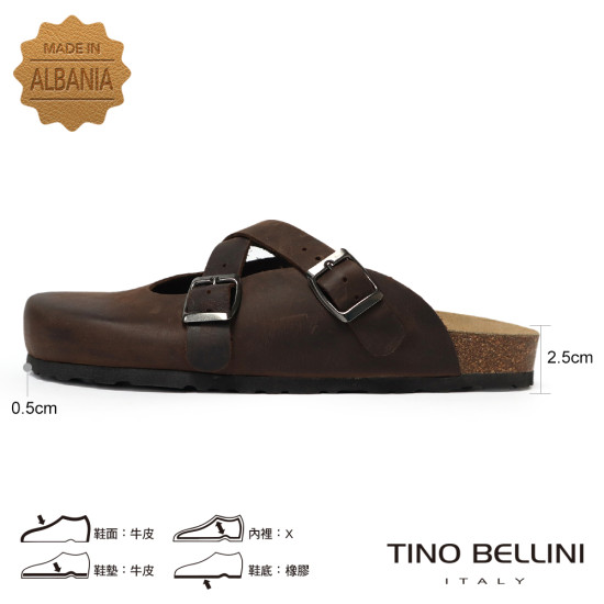TINO BELLINI 貝里尼 阿爾巴尼亞進口 BIONATURA 交叉造型 軟木軟底 拖鞋 FZ0B005-6(咖色)