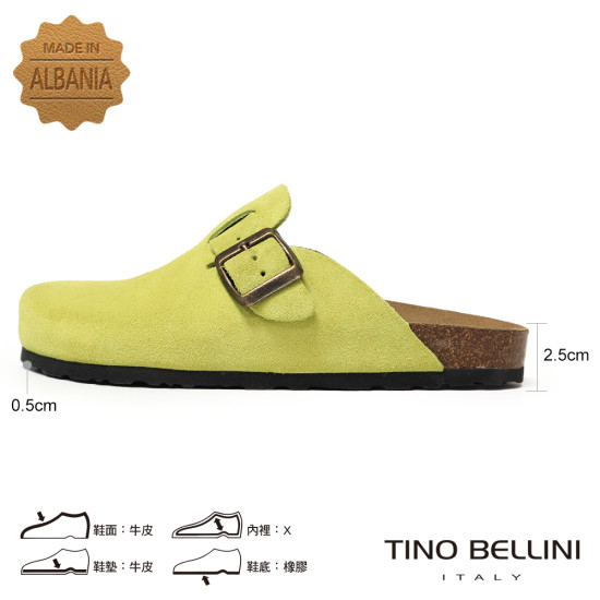 TINO BELLINI 貝里尼 歐洲進口 BIONATURA 腳床舒適鞋 經典造型 繽紛系列 軟木軟底 拖鞋 FZ0B006-5(綠色)