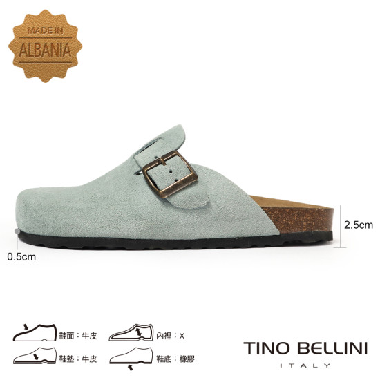 TINO BELLINI 貝里尼 歐洲進口 BIONATURA 腳床舒適鞋 經典造型 繽紛系列 軟木軟底 拖鞋 FZ0B006-L(天藍色)