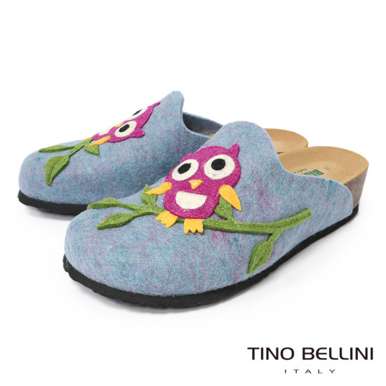 TINO BELLINI 貝里尼 歐洲進口 BIONATURA 腳床舒適鞋 羊毛氈 貓頭鷹 軟木軟底 拖鞋 FZ4B002-8(紫色)