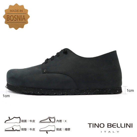 TINO BELLINI 貝里尼 歐洲進口 BIONATURA 腳床舒適鞋 繫帶造型  軟木軟底 休閒鞋 FZCB001-1(黑色)