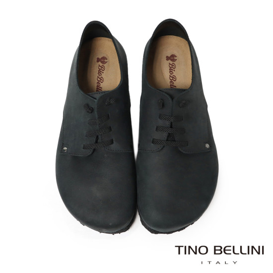 TINO BELLINI 貝里尼 歐洲進口 BIONATURA 腳床舒適鞋 繫帶造型  軟木軟底 休閒鞋 FZCB001-1(黑色)