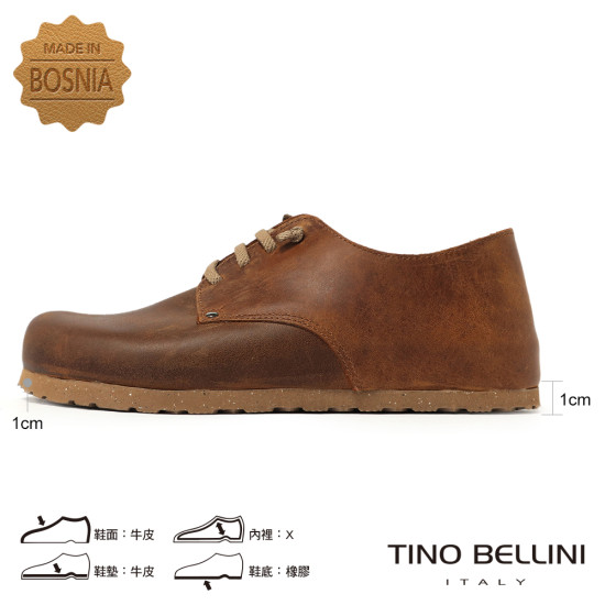 TINO BELLINI 貝里尼 歐洲進口 BIONATURA 腳床舒適鞋 繫帶造型  軟木軟底 休閒鞋 FZCB001-9(駝色)