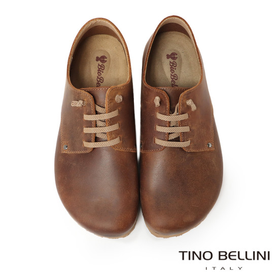 TINO BELLINI 貝里尼 歐洲進口 BIONATURA 腳床舒適鞋 繫帶造型  軟木軟底 休閒鞋 FZCB001-9(駝色)