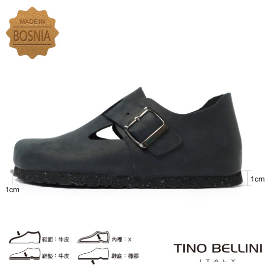 TINO BELLINI 貝里尼 阿爾巴尼亞進口 BIONATURA 飾扣造型  軟木軟底 勃肯 休閒鞋 FZCB002-1(黑色)