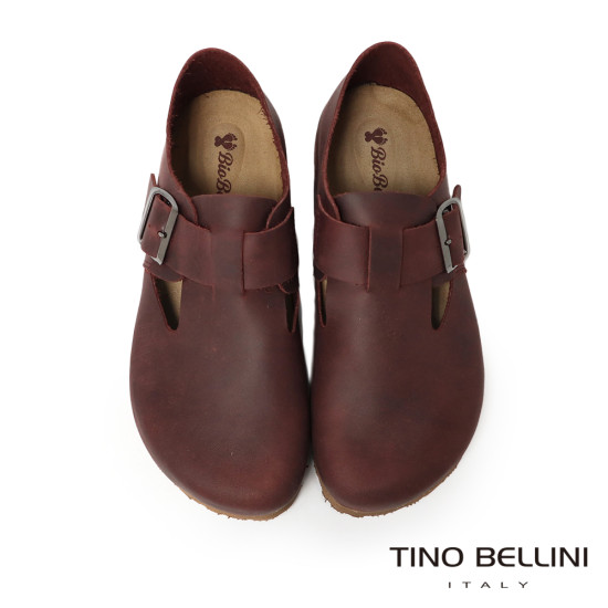 TINO BELLINI 貝里尼 阿爾巴尼亞進口 BIONATURA 飾扣造型  軟木軟底 勃肯 休閒鞋 FZCB002-A(酒紅色)