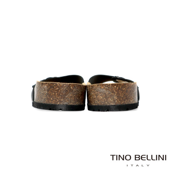 TINO BELLINI 貝里尼 歐洲進口 BIONATURA 腳床舒適鞋 男款 真皮 軟木軟底 拖鞋 HM0B003-U(黑瘋)