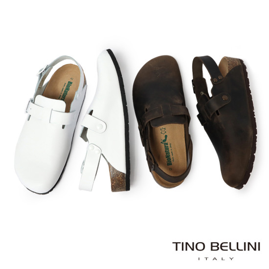 TINO BELLINI 貝里尼 義大利進口 BIONATURA 男款 真皮 軟木軟底 勃肯鞋 HM0B006-0(白色)