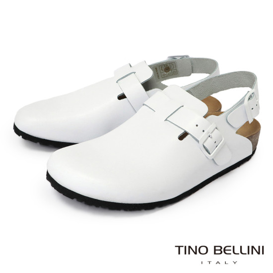 TINO BELLINI 貝里尼 義大利進口 BIONATURA 男款 真皮 軟木軟底 勃肯鞋 HM0B006-0(白色)