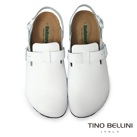 TINO BELLINI 貝里尼 義大利進口 BIONATURA 男款 真皮 軟木軟底 勃肯鞋 HM0B006-0(白色)
