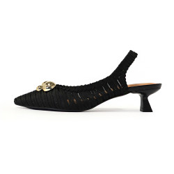 TINO BELLINI 貝里尼 巴西進口 氣質女神金色圓球飾釦尖頭低跟鞋FW1T013-1(黑色)