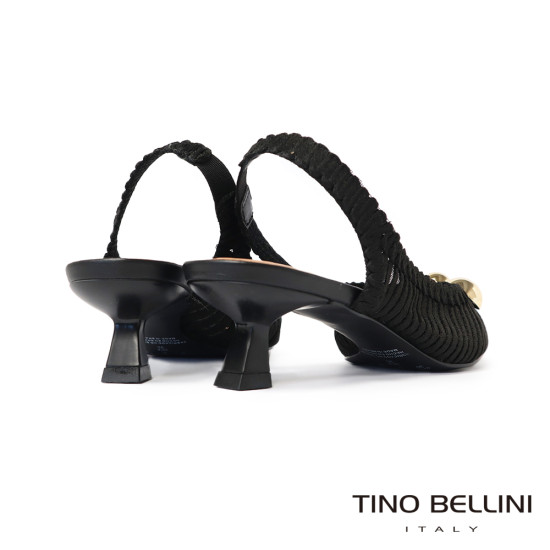 TINO BELLINI 貝里尼 巴西進口 氣質女神金色圓球飾釦尖頭低跟鞋FW1T013-1(黑色)