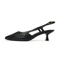 TINO BELLINI 貝里尼 巴西進口 編織造型繫帶低跟鞋FW1V017-1(黑色)