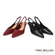 TINO BELLINI 貝里尼 巴西進口 極致簡約真皮尖頭小貓跟露跟鞋FW1V018-A(酒紅色)