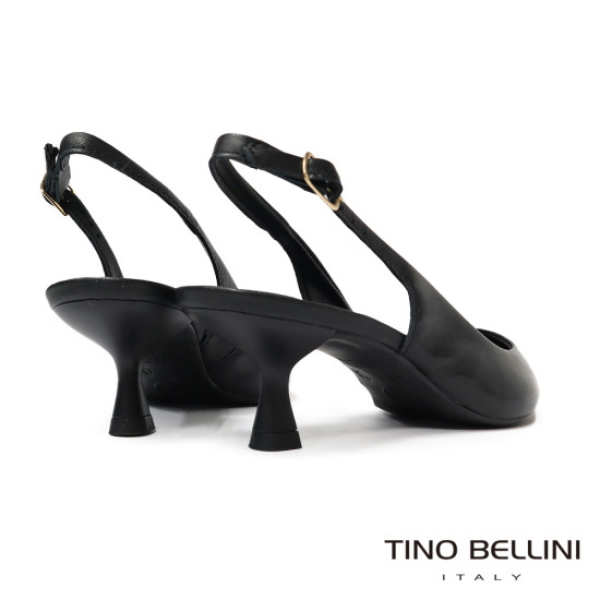 TINO BELLINI 貝里尼 巴西進口 極致簡約真皮尖頭小貓跟露跟鞋FW1V018-1(黑色)