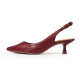 TINO BELLINI 貝里尼 巴西進口 極致簡約真皮尖頭小貓跟露跟鞋FW1V018-A(酒紅色)