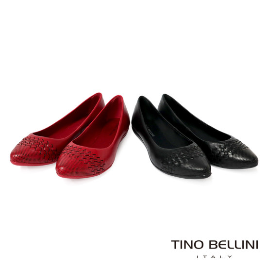 TINO BELLINI 貝里尼 巴西進口 真皮編織尖頭平底鞋FWBT041-2(紅色)