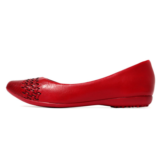 TINO BELLINI 貝里尼 巴西進口 真皮編織尖頭平底鞋FWBT041-2(紅色)