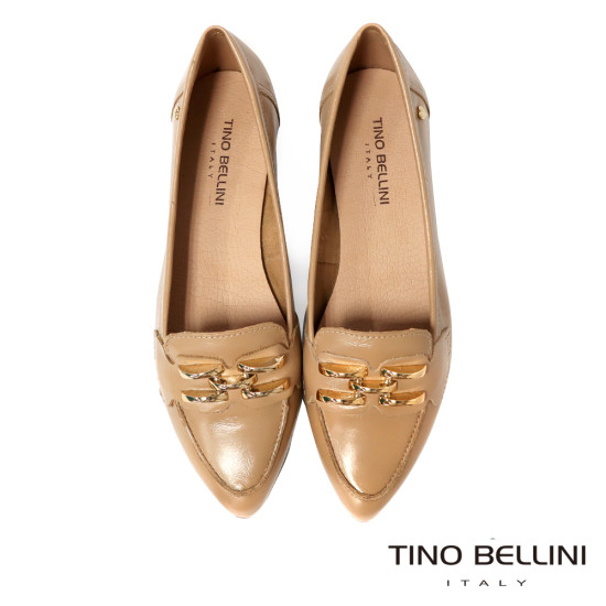 TINO BELLINI 貝里尼 巴西進口 經典金屬飾釦樂福鞋FWBT042-3(米色)