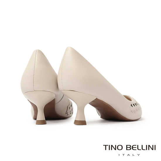 TINO BELLINI 貝里尼 巴西進口 歐美時尚編織淺口跟鞋FWCV046-0(白色)