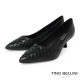 TINO BELLINI 貝里尼 巴西進口 歐美時尚編織淺口跟鞋FWCV046-1(黑色)